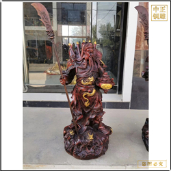 鑄銅關公 彩繪紅臉關公雕塑價格