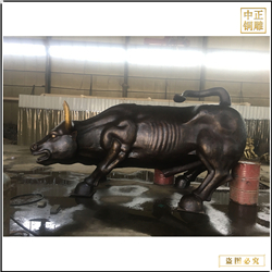 鑄銅關公 鑄造華爾街牛雕塑擺件
