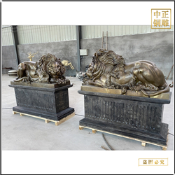 鑄銅關公 2米臥式銅獅子圖片
