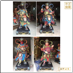 鑄銅關公 貼金純銅四大天王佛像圖片