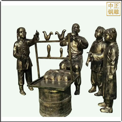 鑄銅關公 古代吹糖人銅雕塑
