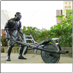 鑄銅關公 古代推車銅雕塑