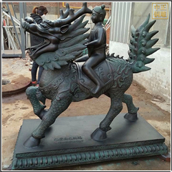 鑄銅關公 小孩騎麒麟雕塑鑄造