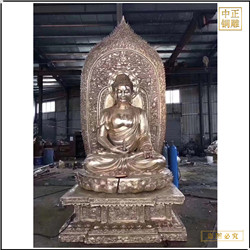 鑄銅關公 坐像帶背光銅雕釋迦牟尼佛批發